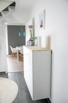 IKEA هک برای فضای ذخیره سازی بیشتر در راهرو: یک کابینت آشپزخانه به بوفه تبدیل می شود