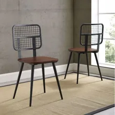 شرکت مبلمان واکر ادیسون صندلی غذاخوری گردویی تیره گردویی 33 اینچ ، مجموعه ای از 2 Chquin2dw |  بلاکور