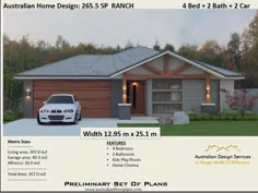 267.5 متر مربع طرح خانه سبک Ranch 4 خانه مفهومی اتاق خواب |  اتسی