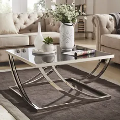 میز قهوه مربع فلزی قوس - - / نقره ای / کروم