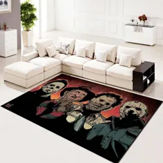Michael Myers Freddy Krueger Leatherface & Jason Voorhees شخصیت های فیلم ترسناک اتاق نشیمن فرش منطقه آشپزخانه فرشهای 31 "x 20" اینچ