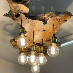 Vintage، Rustic Light Fixture - لوستر چوبی