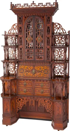 یک قفسه کتاب منشی ماهون چوبی انگلیسی-هندی ، اواسط نوزدهم |  تعداد # 63194 |  حراج های میراث فرهنگی