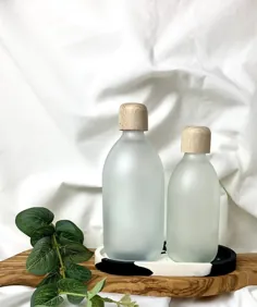 بطری شیشه ای کهربا با صابون بطری شفاف با برچسب سفید |  اتسی