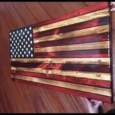 Bald Eagle Rustic Wooden Color Wood Wall Wall Decor، Charred Flag American، Classic A