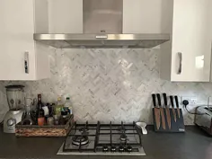 کاشی موزائیک دیوار و کف حمام آشپزخانه Backsplash استخوان شاه ماهی مرمر کاررا سفید