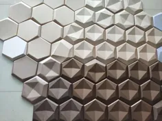 3D Wall Art Hexagon WALL PANEL Pu چرم پارچه ای دکور صدا |  اتسی