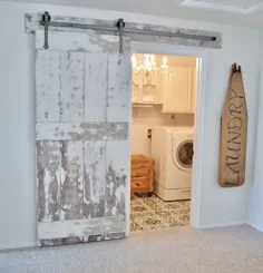 اتاق لباسشویی من با DIY Barn Door and Painted Floor آموزش