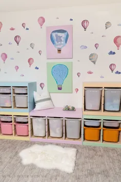 آرایش اتاق بازی کودکان با بالن های هوای گرم
