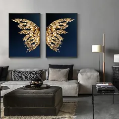 Golden Butterfly Wings Boutique چکیده هنر دیواری هنر زیبا از بوم چاپ