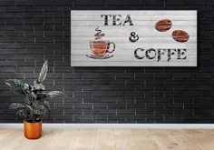 علامت قهوه چای ، آشپزخانه تزئینی Vintage Farmhouse ، تابلوی قهوه و چای روستتیک ، چاپ هنر هنری روستیک ، تزئین دیوار آشپزخانه کشور بدوی