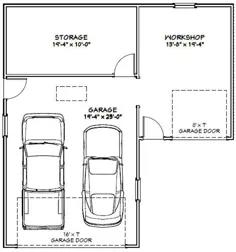 گاراژهای 2 اتومبیل 34x36 - 1000 فوت مربع - دیوارهای 8 فوت - طرح طبقه PDF - بارگیری فوری - مدل های 1A و 1C