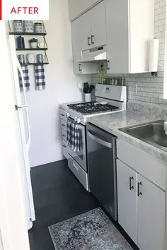 قبل و بعد: این آشپزخانه گالی اجاره ای فقط با 400 دلار تغییر شکل می یابد