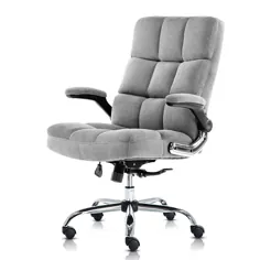 صندلی اداری YAMASORO صندلی میز تحریر با بازوهای فلیپ آپ برای خانه ، صندلی های رایانه ای با ضخامت ضخیم برای راحتی و طراحی ارگونومیک برای پشتیبانی کمر (خاکستری)