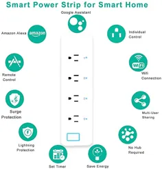 Smart Power Strip Wifi Plug Smart سازگار با Alexa Outlet و Google Home Remote Control و برنامه کنترل دستگاه شما به صورت جداگانه یا گروهی در هرجای دیگر