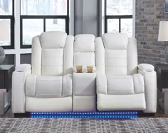 Party Time Power Reclining Loveseat با کنسول ، سفید