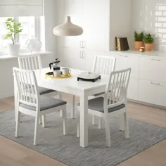 LANEBERG / EKEDALEN سفید ، سفید خاکستری روشن ، میز و 4 صندلی - IKEA