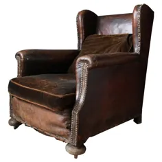 صندلی باشگاه چرمی Wingback در اواخر قرن نوزدهم ویکتوریا