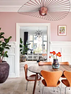 kitchen آشپزخانه صورتی و نقاشی های جالب: آپارتمان روشن در کپنهاگ ◾ عکس ◾ ایده ها طراحی