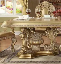 مجموعه اتاق غذاخوری طلای عتیقه طلای سلطنتی 7 عدد طرح سنتی خانگی HD-8016 (HD-8016-Set-7)