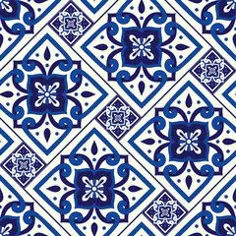 الگوی کاشی پرتغالی بدون درز با نقوش پرنعمت پرتغال Azulejos ، Talavera مکزیکی ، سیسیل ماژولیکا ایتالیایی ، دلفت هلندی ، موزاییک سرامیکی اسپانیایی برای دیوار آشپزخانه یا دیوار حمام ، نقاشی دیواری بوم ممتاز ، پوست استاندارد و چوب |  دیوارهای بی حد و مرز