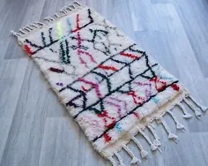 (eBay) فرش فرش رنگارنگ مراکشی ، فرش کرکی کوچک Beni Ourain دست ساز Shag