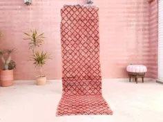 فرش Vintage Moroccan 2.8x9 فرش راهرو رژگونه منحصر به فرد Pastel |  اتسی