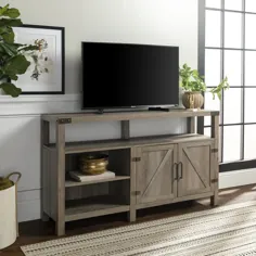 Woven Paths Modern Farmhouse Highboy TV Stand for TV up to 65 "، White Oak - Walmart.com