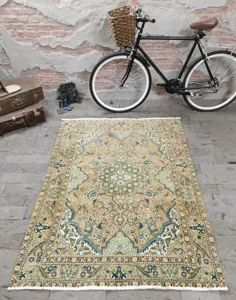 فرش صورتی صورتی ، فرش دونده ، فرش اوشاک تاشپینار ، فرش ترکی ، فرش مراکش ، فرش منطقه عتیقه ، فرش آناتولی ، فرش قفقازی 4.4x6.1ft فرش شهری