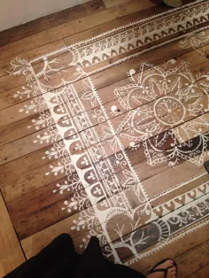فرش مصنوعی سفید کف چوبی - Trendir