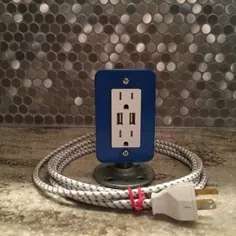 لامپ آبی با ایستگاه شارژ USB |  اتسی