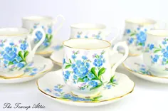 مجموعه رویال آلبرت 6 تایی Forget Me Not Demitasse Cupup و |  اتسی