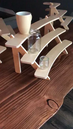 STADIUM / قفسه چوبی چوبی لایه ای منحنی و میز |  اتسی