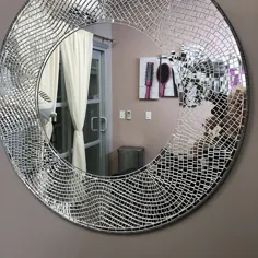 آینه موزاییکی گرد / دکور آینه بزرگ دیواری / ساخته شده به سفارش |  اتسی