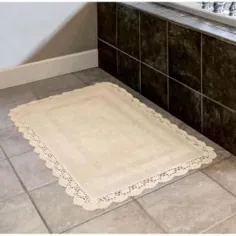 Laura Ashley Crochet 100٪ پنبه 21 اینچ x 34 اینچ فرش حمام در Linen-LAYMB007179 - انبار خانه