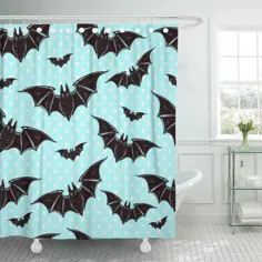 رنگارنگ گات الگوی خفاش نمادها تعطیلات ناز گوتیک حمام دکور حمام پرده حمام 60x72 اینچ
