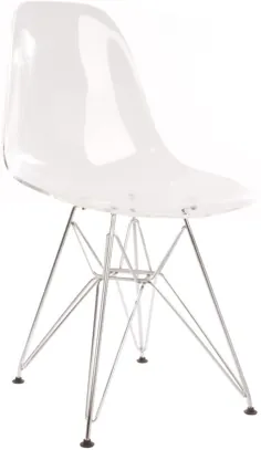 ست مبلمان دلپذیر چهار (4) شفاف - صندلی کناری به سبک Eames با پایه های فولادی کروم