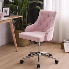 صندلی رایانه ای دفتر LPEAK ، صندلی راکد قابل تنظیم صندلی قابل تنظیم با چرخش 360 درجه چرخش قابل تنظیم با چرخ (ناخن مسی مایل به صورتی)