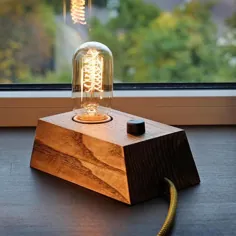 لامپ ادیسون لامپ صنعتی لامپ Steampunk چوبی ادیسون |  اتسی