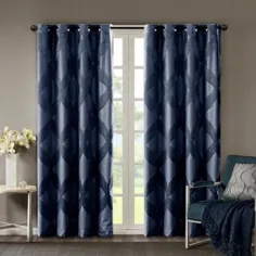 84 "x50" Byron Ogee Knitted Jacquard Blackout Curtain Curtain Panel Navy