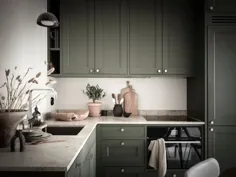 خانه استودیویی کوچک با آشپزخانه سبز زیتونی - طراحی COCO LAPINE