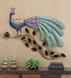 خرید برگ طاووس فرفورژه در هنر دیواری چند رنگ توسط Godeccor آنلاین - حیات وحش فلز هنر - دیوار فلزی - تزئینات خانگی - محصول Pepperfry