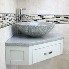 غرفه شستشوی گوشه ای و رنگ آمیزی خاکستری حمام و حوضچه سنگ مرمر 501GWGQ |  eBay