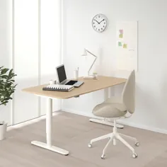 میز ایستاده / ایستاده BEKANT ، روکش بلوط سفید رنگ ، سفید ، 63x31 1/2 "- IKEA