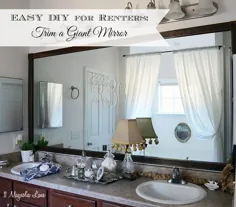 آموزش آسان DIY: افزودن تر و تمیز در اطراف آینه غول پیکر (برای اجاره کنندگان!) |  11 مگنولیا لین