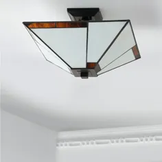 شیشه ای و فلزی LED نیمه فلاش ، عاج و سیاه به سبک تیفانی