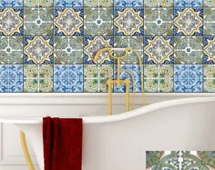 تابلوچسبهای VINYL TILE - خود چسب پشت پرتغالی دکوراسیون مجموعه حمام آشپزخانه (بسته 12) (6 "x6" | 15x15 سانتی متر)