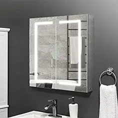 کابینت آینه حمام Janboe 400 x 600 x 120mm ساخته شده از کابینت طبی بدون قاب فولادی ضد زنگ با قفسه های معتدل برای لوازم آرایشی آرایشی