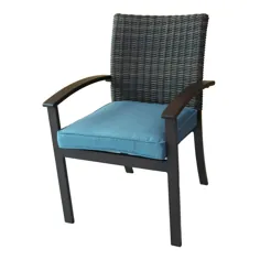 مجموعه آلن + روث اتورث 4 صندلی فلزی قهوه ای قابل انعطاف صندلی غذاخوری ثابت (صندلی) با صندلی بالشتک آبی طاووس Lowes.com