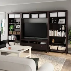 ترکیب ذخیره سازی تلویزیون HEMNES ، قهوه ای سیاه ، 128 3/8x77 1/2 "- IKEA